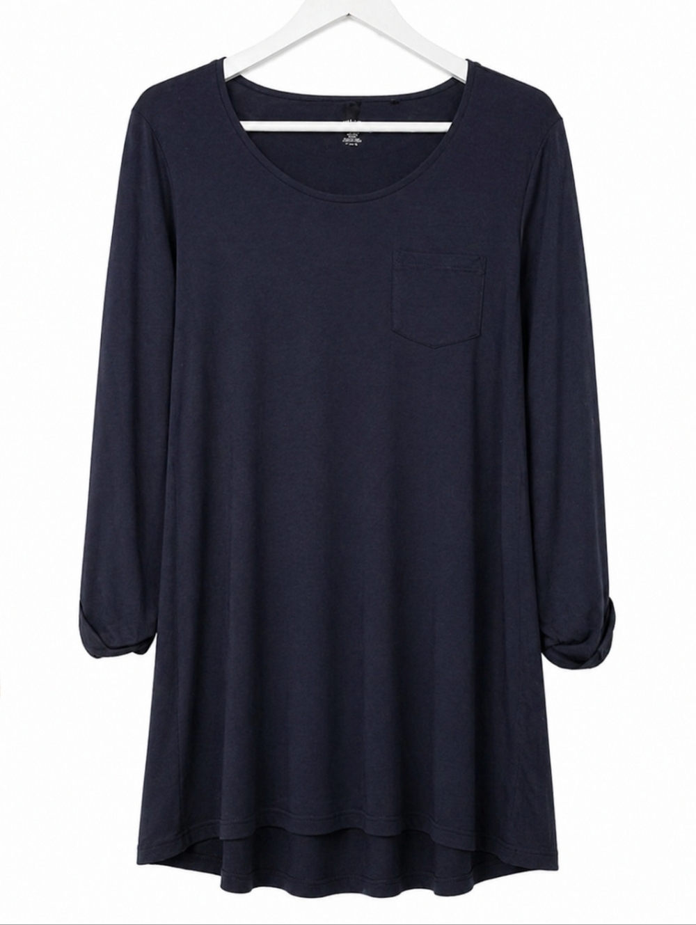 ​Daniel Buchler Black 3/4 Sleeve Tunic Top High-low Curved Hemline Basic Staple